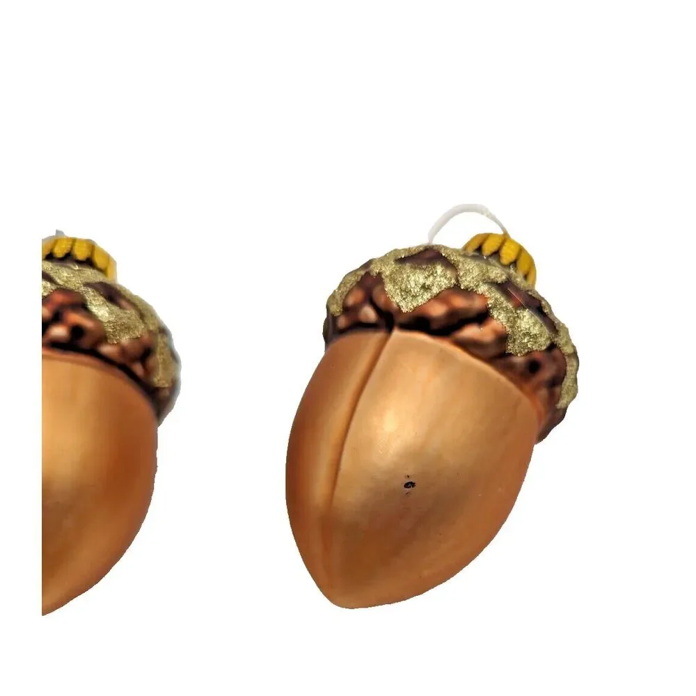Acorn Blown Glass Ornament Lot of 6